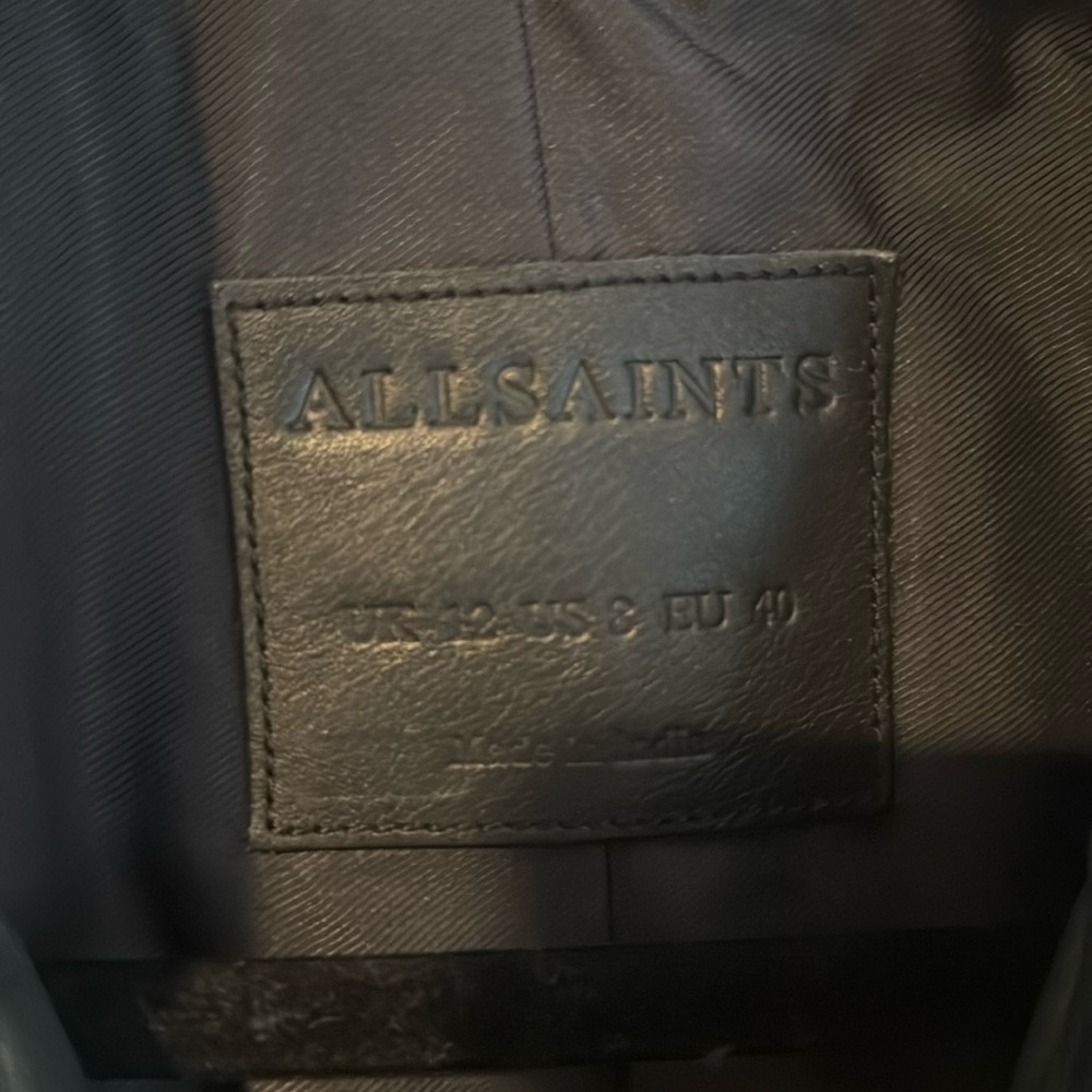 All Saints Dark Green Leather Jacket - Picture 2 of 6